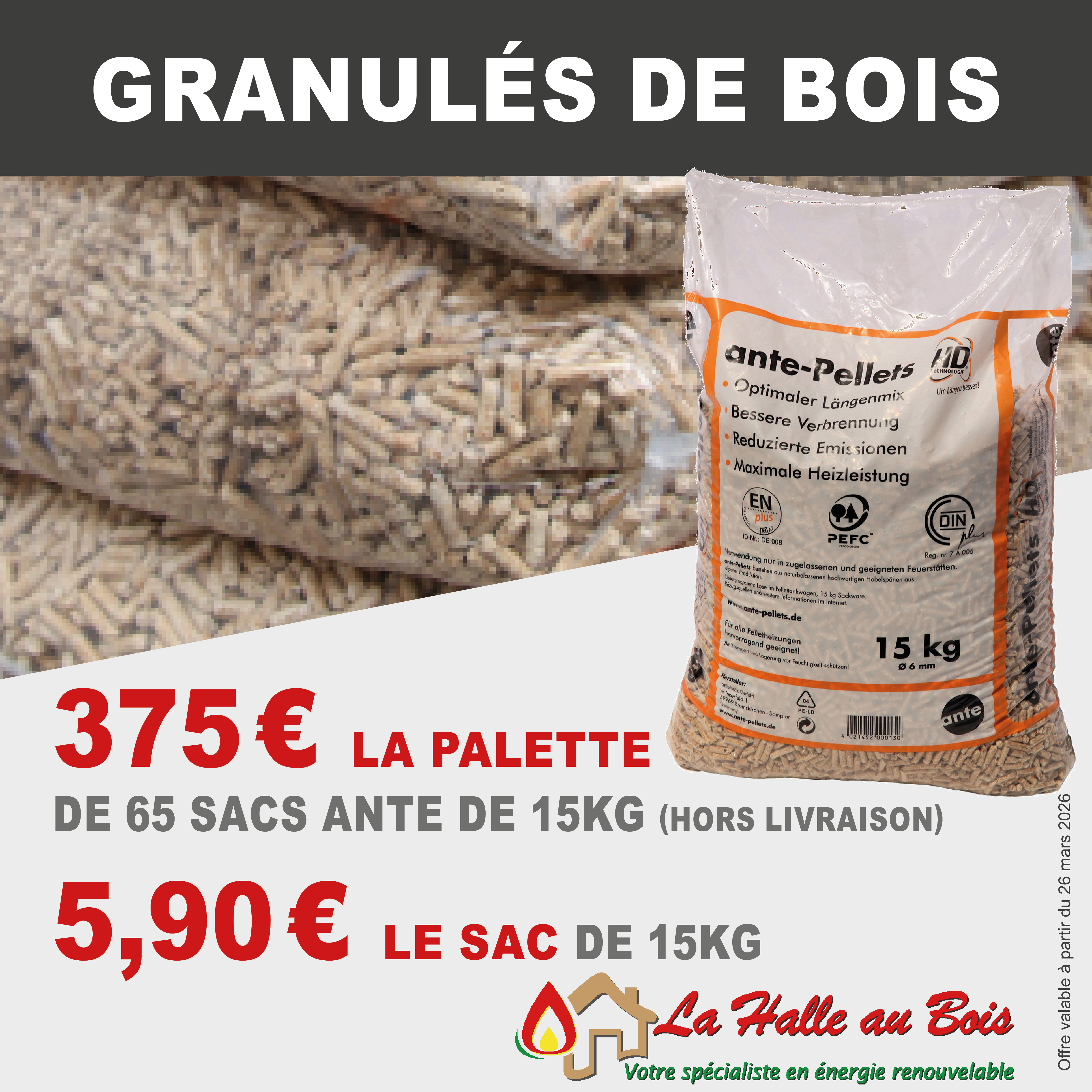 promo granulés de bois
